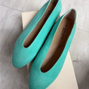 A. Soliani Teal Suede Women's Flats — Smooth Slip-On Comfort